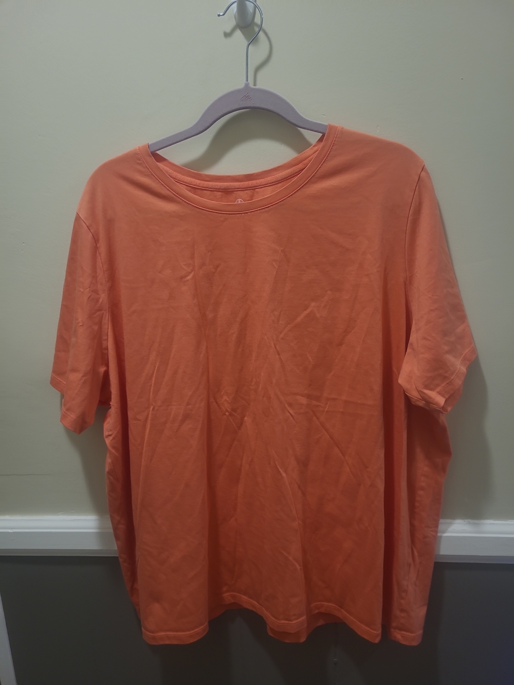 Lands’ End Supima Cotton Relaxed Fit Tee Women’s 2XL Orange Short Sleeve FLAW